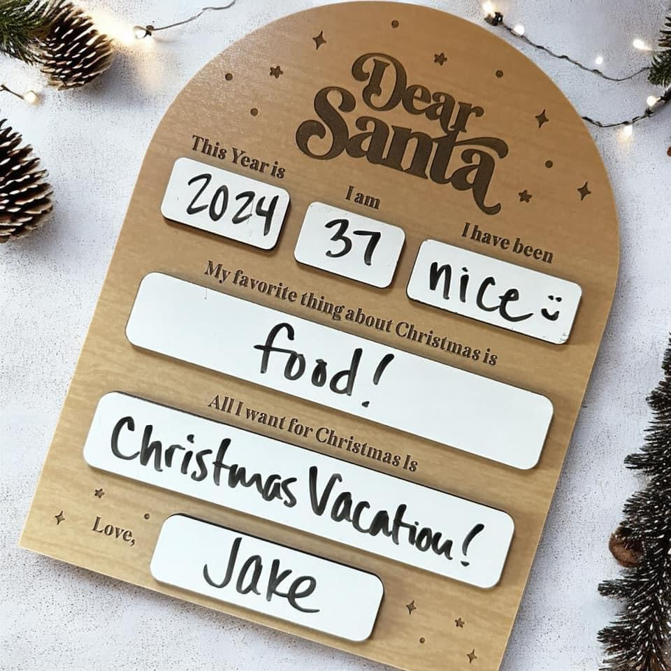 Dear Santa Christmas Board - Reusable Christmas List Sign