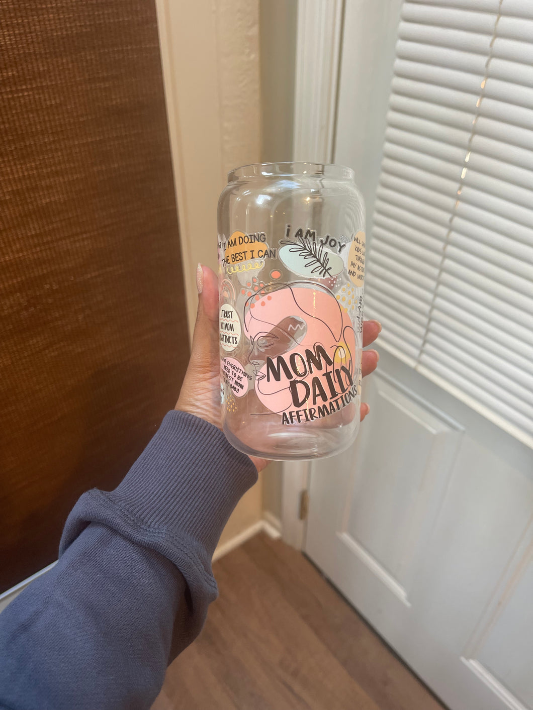 Mom Daily Affirmations Glass Can